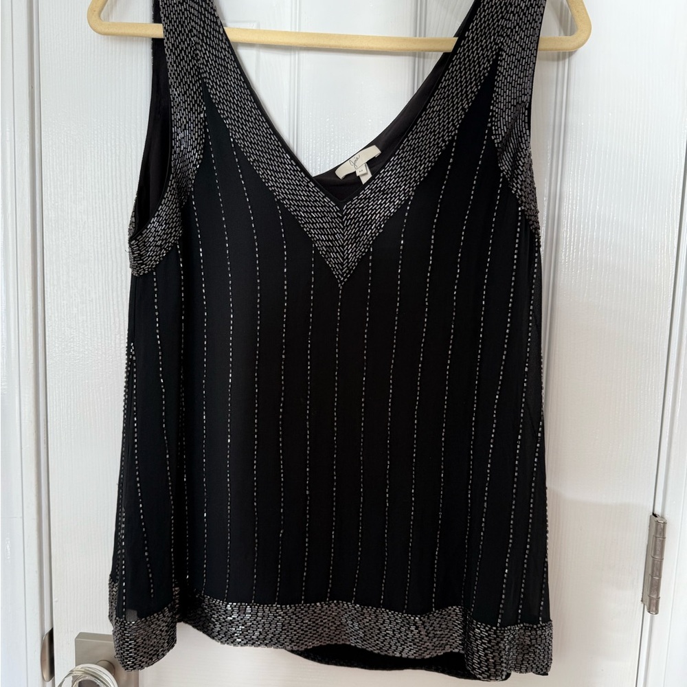 Joie Black Beaded Sleeveless Top – Size M